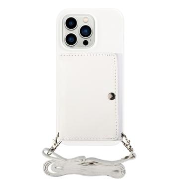 Heart Series iPhone 14 Pro Cover med Pung og Rem - Hvid