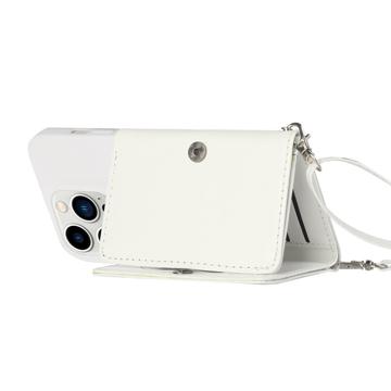 Heart Series iPhone 14 Pro Cover med Pung og Rem - Hvid