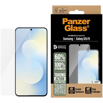 Samsung Galaxy S25 FE PanzerGlass Ultra-Wide Fit EasyAligner Skærmbeskyttelse Hærdet Glas - Gennemsigtig