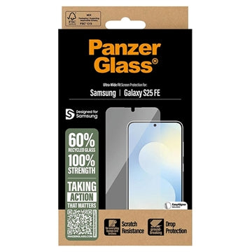 Samsung Galaxy S25 FE PanzerGlass Ultra-Wide Fit EasyAligner Skærmbeskyttelse Hærdet Glas - Gennemsigtig