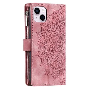 Mandala Lynlås iPhone 14 Plus Pung Taske - Rødguld