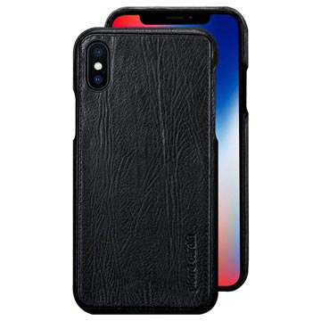 Pierre Cardin Læder Dækket iPhone X Cover - Sort