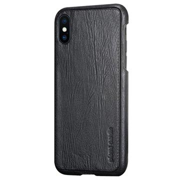 Pierre Cardin Læder Dækket iPhone X Cover - Sort