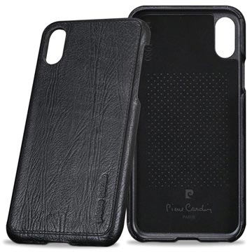 Pierre Cardin Læder Dækket iPhone X Cover - Sort
