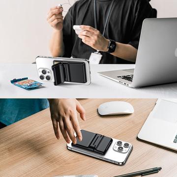Magnetisk kortholder i plast med kickstand - MagSafe-kompatibel - Sort