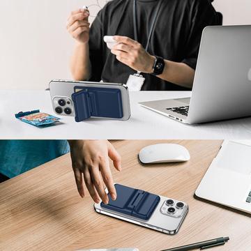 Magnetisk plastkortholder med kickstand - MagSafe-kompatibel - mørkeblå