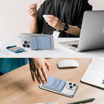 Magnetisk kortholder i plast med kickstand - MagSafe-kompatibel - Lyseblå