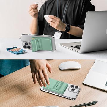 Magnetisk kortholder i plast med kickstand - MagSafe-kompatibel - lysegrøn