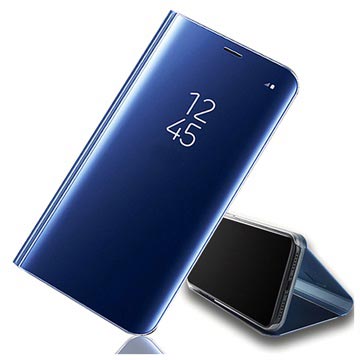 iPhone X / iPhone XS Luksus Series Mirror View Flip Cover - Blå