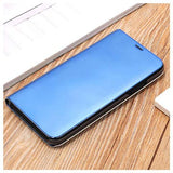 iPhone X / iPhone XS Luksus Series Mirror View Flip Cover - Blå