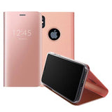 iPhone X / iPhone XS Luksus Series Mirror View Flip Cover - Rødguld