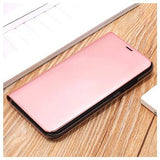 iPhone X / iPhone XS Luksus Series Mirror View Flip Cover - Rødguld