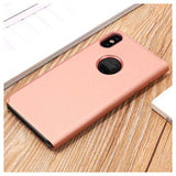 iPhone X / iPhone XS Luksus Series Mirror View Flip Cover - Rødguld