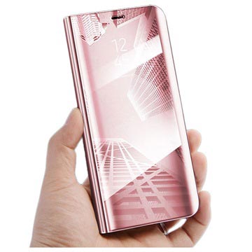 Luksus Series Mirror View Samsung Galaxy Note9 Flip Cover - Rødguld