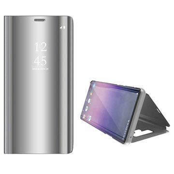 Luksus Series Mirror View Samsung Galaxy Note9 Flip Cover - Sølv