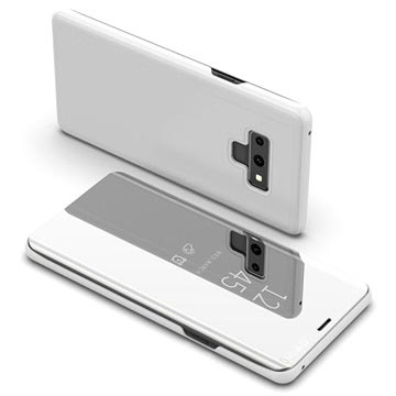 Luksus Series Mirror View Samsung Galaxy Note9 Flip Cover - Sølv