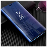 Samsung Galaxy S9 Luksus Mirror View Flip Cover - Blå