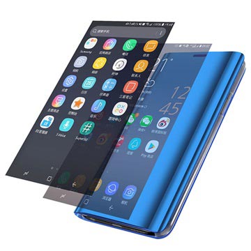 Samsung Galaxy S9 Luksus Mirror View Flip Cover - Blå