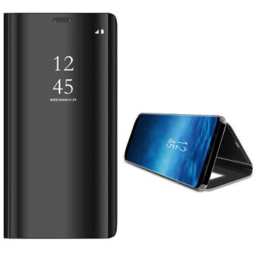 Samsung Galaxy S9 Luksus Mirror View Flip Cover - Sort