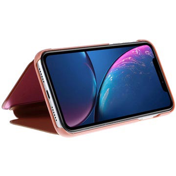 Luksus Series Mirror View iPhone XR Flip Cover - Rødguld