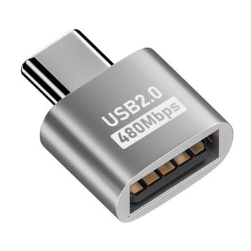 Plug and Play USB-C til USB 2.0-adapter til MacBook, bærbar computer, tablet - Sølv