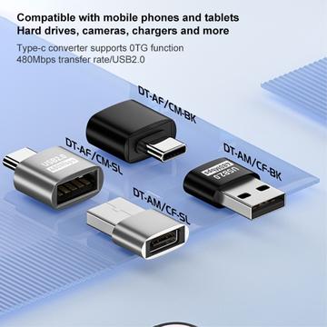 Plug and Play USB-C til USB 2.0-adapter til MacBook, bærbar computer, tablet - Sølv