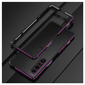 Polar Lights Style Sony Xperia 1 IV Metal Bumper - Sort / Lilla