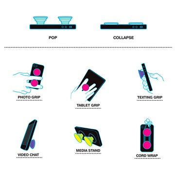 PopSockets Universel Ekspanderende Stander & Greb - Sort