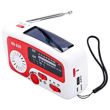 Transportabel Multifunktionel Nødradio med Håndsving, Powerbank RD-639