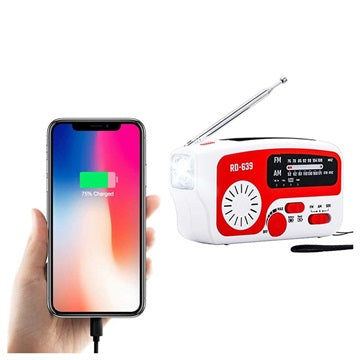 Transportabel Multifunktionel Nødradio med Håndsving, Powerbank RD-639