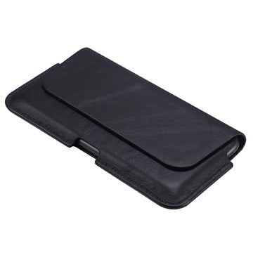 Premium Universal Læder Cover med Bælterem - 6.7" - Sort