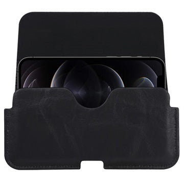 Premium Universal Læder Cover med Bælterem - 6.7" - Sort