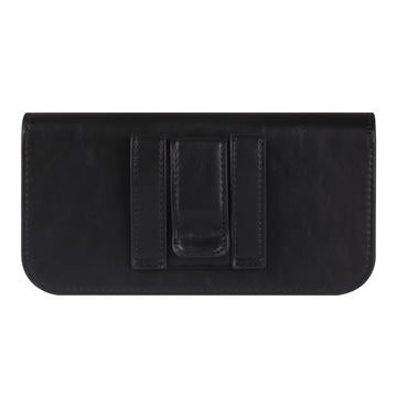 Premium universelt vandret hylster i læder med dobbelt magnetisk lukning - 6.7"-6.9" - Sort