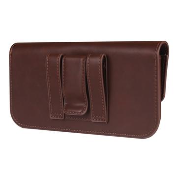 Premium universelt vandret hylster i læder med dobbelt magnetisk lukning - 6.7"-6.9" - Brun