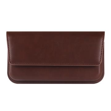 Premium universelt vandret hylster i læder med dobbelt magnetisk lukning - 6.7"-6.9" - Brun