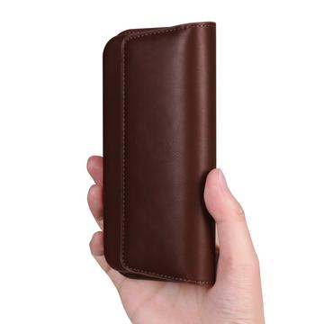 Premium universelt vandret hylster i læder med dobbelt magnetisk lukning - 6.7"-6.9" - Brun