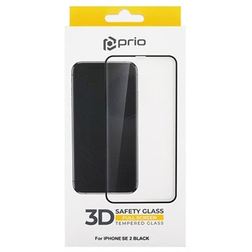 Prio 3D iPhone SE (2020)/SE (2022) Hærdet Glas - 9H, 0.33mm - Sort