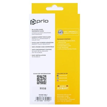 Prio 3D iPhone SE (2020)/SE (2022) Hærdet Glas - 9H, 0.33mm - Sort