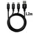 Prio High-Speed 3-i-1 Ladekabel - 1.2m - Sort