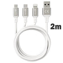 Prio High-Speed 3-i-1 Ladekabel - 2m - Hvid