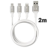 Prio High-Speed 3-i-1 Ladekabel - 2m - Hvid