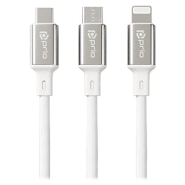 Prio High-Speed 3-i-1 Ladekabel - 2m - Hvid