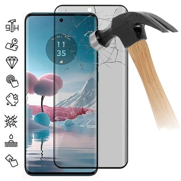 Motorola Edge 40 Neo Privacy Full Cover Skærmbeskyttelse Hærdet Glas - Sort Kant