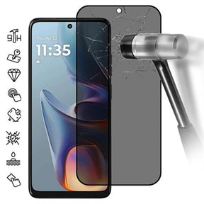 Motorola Moto E15 Privacy Full Cover Skærmbeskyttelse Hærdet Glas - Sort Kant