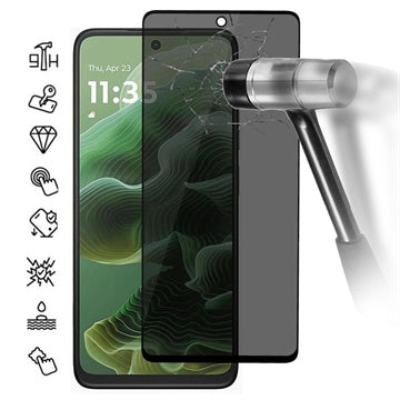 Motorola Moto G35 Privacy Full Cover Skærmbeskyttelse Hærdet Glas - Sort Kant