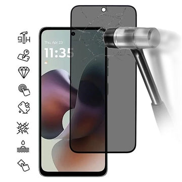 Motorola Moto G56 Privacy Full Cover Hærdet Glas Skærmbeskytter - Sort Kant