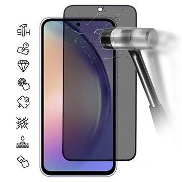 Samsung Galaxy A55 Privacy Full Cover Hærdet Glas Skærmbeskytter - Sort Kant