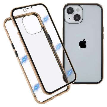 iPhone 14 Plus Magnetisk Cover med Hærdet Glas - Guld
