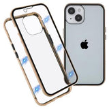 iPhone 14 Plus Magnetisk Cover med Hærdet Glas - Guld