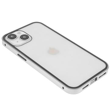 iPhone 14 Plus Magnetisk Cover med Hærdet Glas - Sølv